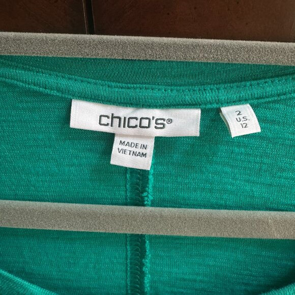 Chico's Short Sleeve A-Line T-shirt Dress Teal Chico's Size 2 (12) - Picture 3 of 6